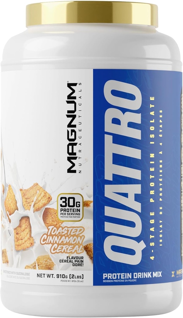 QUATTRO Magnum Nutraceuticals Wei Proteïnepoeder, geroosterde kaneelkorrels 2lb 
