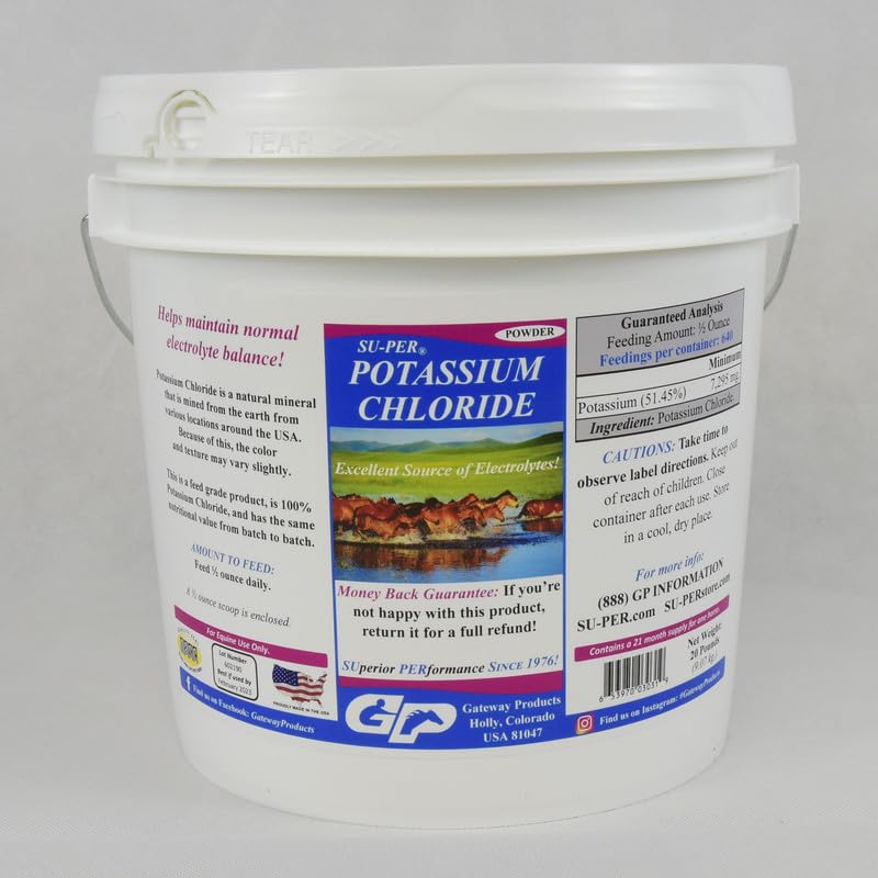 SU-PER Kaliumchloride Horse Electrolyt Supplement - Helpt handhaven Normale Elektrolyt Balance - 20 Pond, 21 Maand Levering