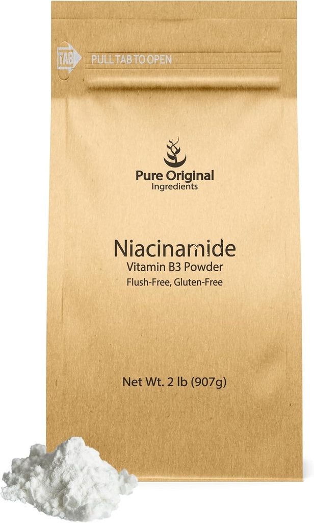 PURE ORIGINEEL INGREDIËNTEN Niacinamide (2 lb) Flush-Free Vitamine B3 Poeder, Dieetsupplement