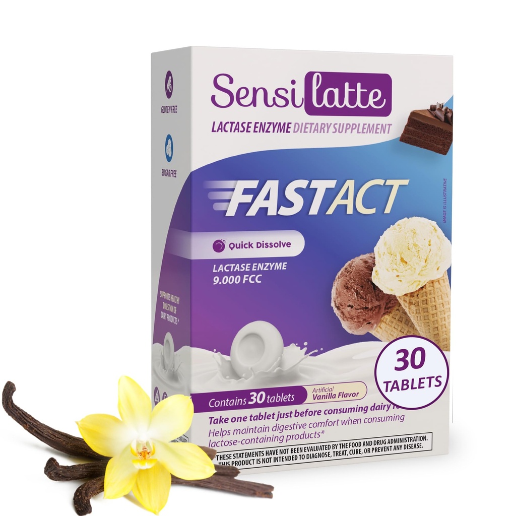 Lactase Enzyme 30 Tabletten Vanille - 9.000 FCC - Sensilatte 
