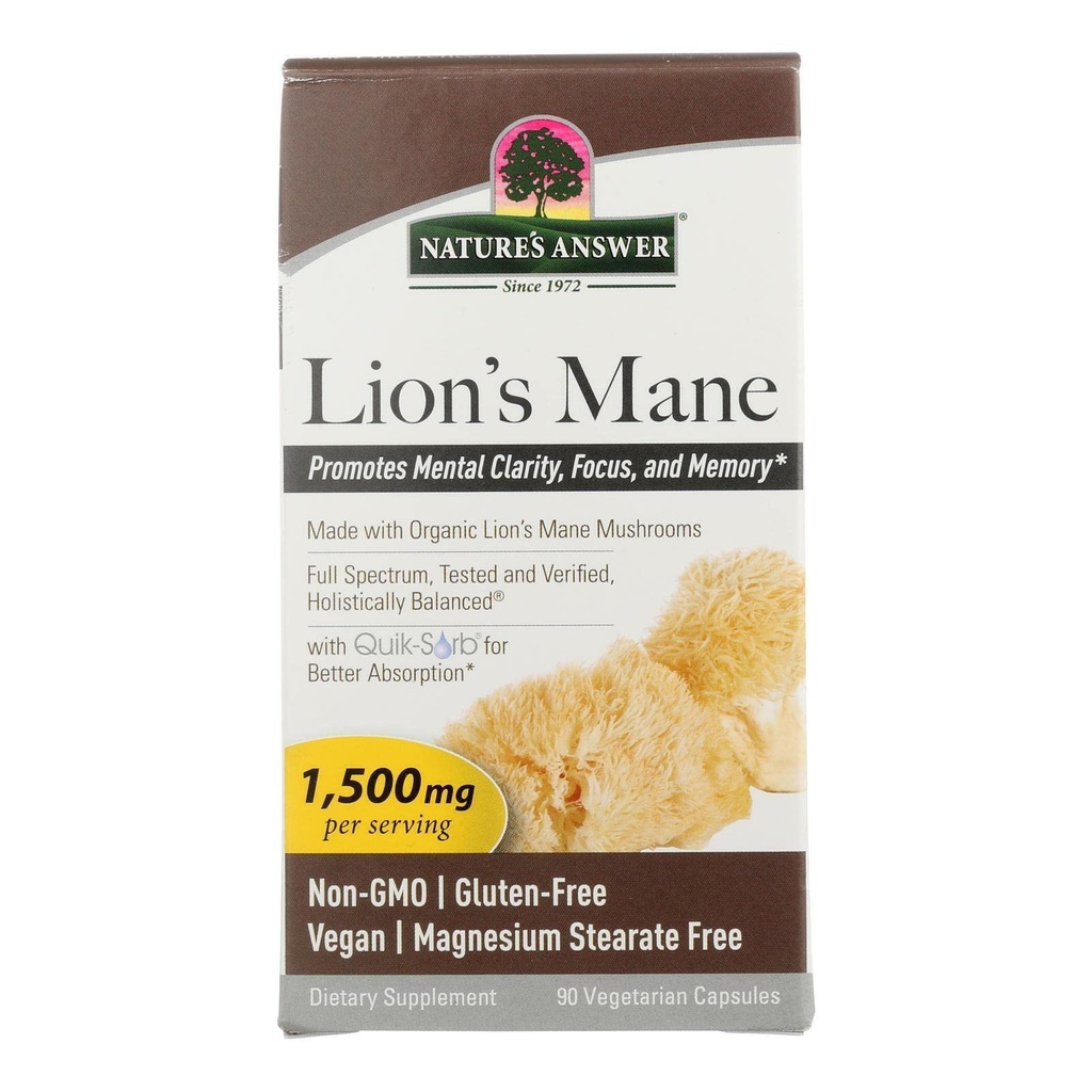 Lions Mane Mushroom Powder Capsules (1500mg) 90ct puissant Nootropic) Supplément de champignons du cerveau pour Focus, Mémoire, Clarté mentale. Pure Lion's Mane Mushroom Cerveau Booster Mémoire et pilules énergétiques