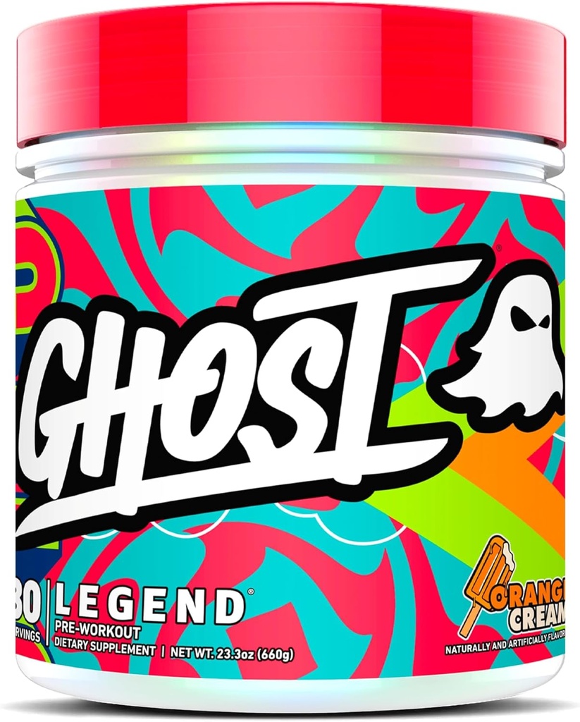 GHOST Legend Pre-Workout Powder, Orange Cream - 30 Servings Voorwerk voor mannen en vrouwen met Choline, L-Citrulline, & Beta Alanine for Energy & Focus