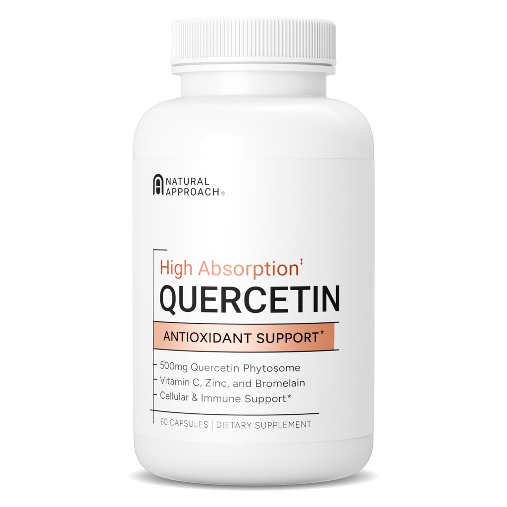 Haute absorption Quercetine avec Bromélaine, Vitamine C et Zinc - 500mg Quercetine Phytosome - 50x Plus Absorption - Supporte la fonction immunitaire et la santé cellulaire - Supplément fabriqué aux États-Unis - 60 capsules