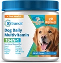 5Strands Chien Multivitamine Chews, 10-en-1, Vitamines et Postbiotiques, Tous âges et races - Digestion, Cerveau, Organes, Coeur, Mobilité, Vision, Peau et Coat, Immunité - Supplément de chien (Peanut Butter, 90ct)