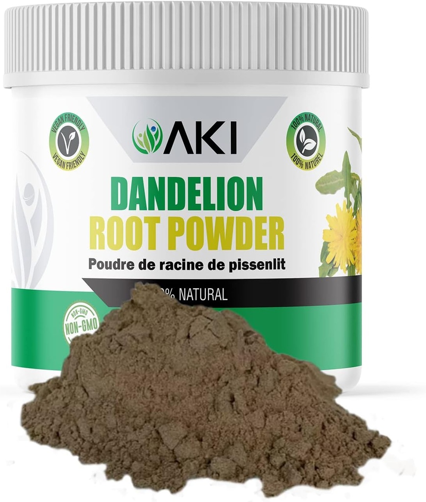 AKI Dandelion Root Powder - Ideaal voor vitamines en antioxidanten - May Helps to Support Immune - Gluten & Sugar-Free, Non-GMO (5.30oz /150g)