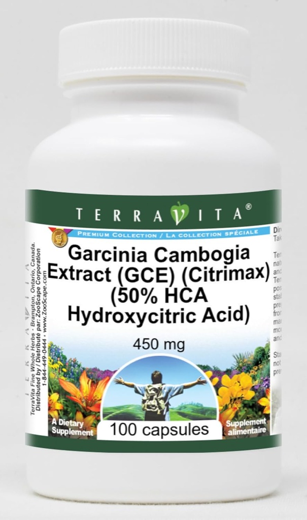 Garcinia Cambogia Extract (GCE) (Citrimax) (50% HCA Hydroxycitrinezuur) - 450 mg (100 capsules, ZIN: 512451)