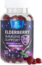 Vlierbessen Gummies met vitamine C, D3 en zink - Immune Support Gummy voor kinderen & volwassenen, Zwarte Vlierbessen Extract Gummy Immune Health Support Supplement, Zwarte Vlier Bessen Vitamine - 120 Gummies