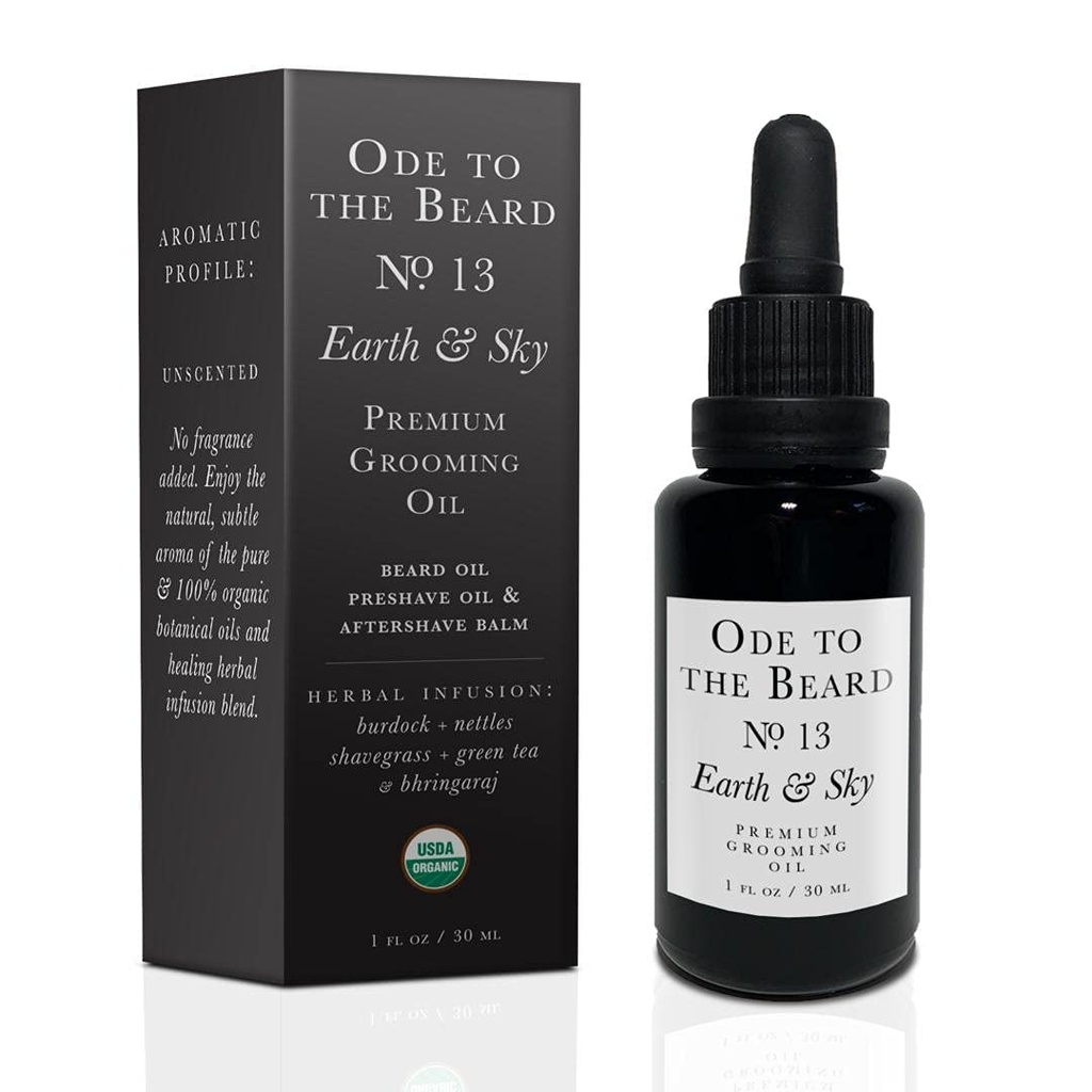 USDA Biologische Baardolie voor mannen, 3-in-1 Premium Grooming Oil met Argan Oil, Jojoba Oil, en nog veel meer, voor baardgroei en baardwash - Ode naar de baard Aarde en Sky Baardolie, 1 fl oz - ongeparfumeerd