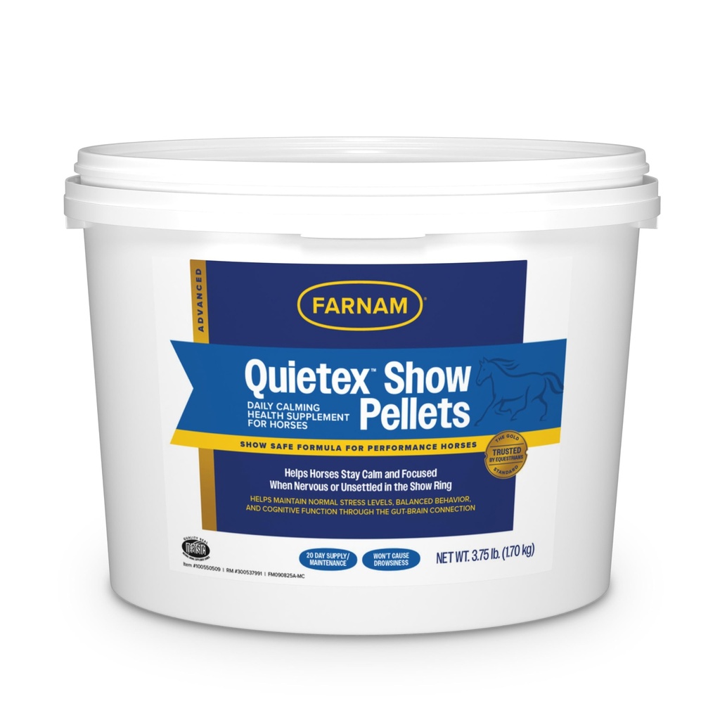 Farnam Quietex Show Pellets, helpt om paarden te kalmeren en te ontspannen dat nerveus worden in de Show Ring 3,75 lbs.