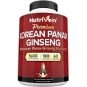 Nutrivein Korean Red Panax Ginseng 1600mg Extra sterkte Formula 180 Capsules Boost Energy, Mental Focus & Immune Health Natuurlijk