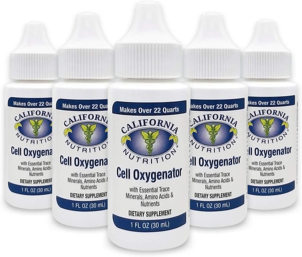 Cell Oxygenator 1 Fl Oz Fles (verpakking van 5), Liquid Concentrate Cell Oxygen Drops Water Daily Nutritional Dietary Supplement, Ondersteuning Immune System, voor dagelijks gebruik Sport Atleten