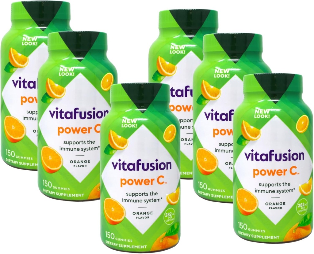VitaFusion Power C Gummy Vitaminen voor volwassenen Absoluut oranje - 150 ct, Verpakking van 6