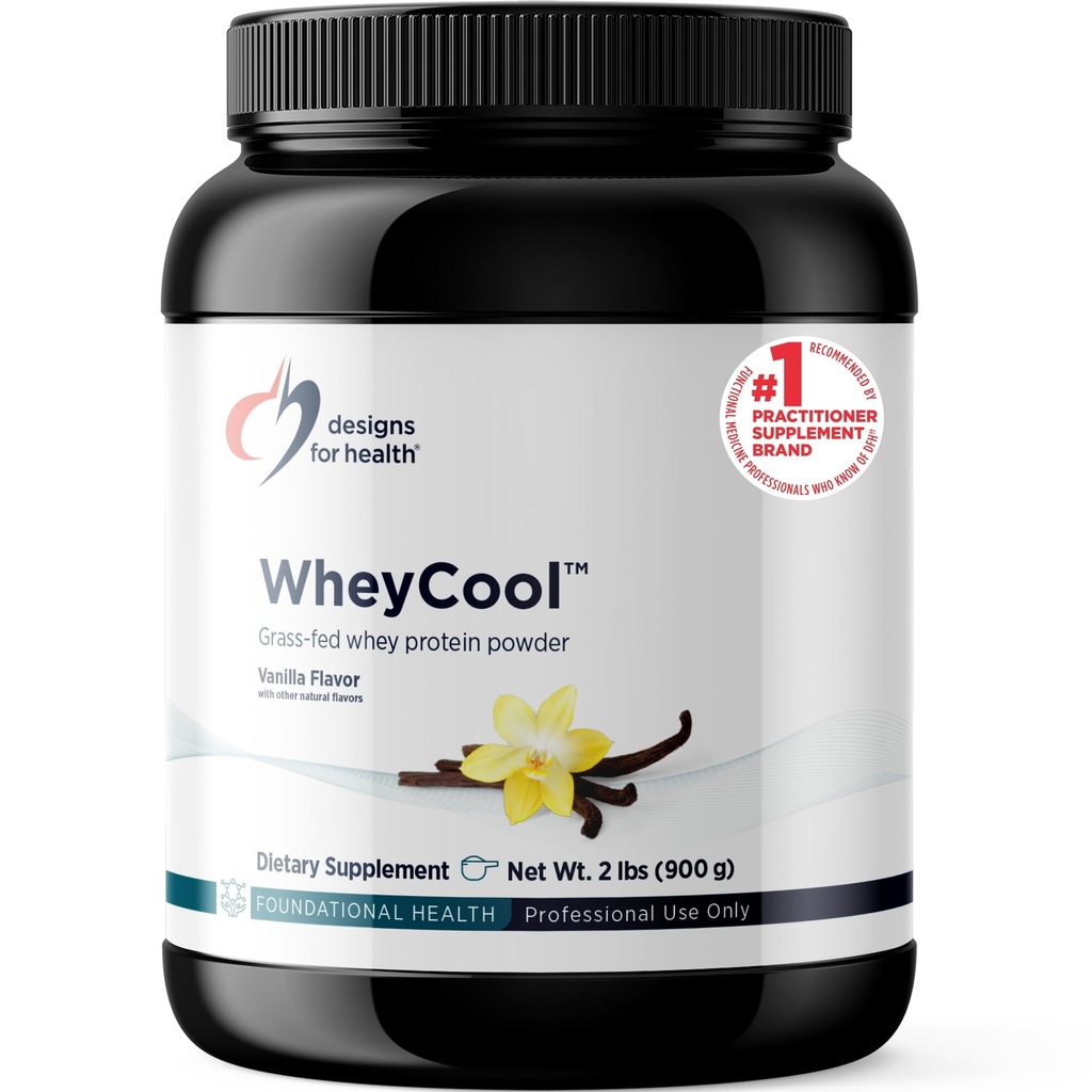 Conceptions pour la santé WheyCool - Supplément de poudre de protéines de farine de graminée avec 22g de protéines, peut soutenir les athlètes, les muscles + énergie - Non-OGM + sans gluten, Vanille (30 portions / 900g)