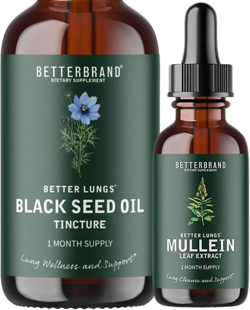 BetterLungs Mullein Leaf Extract en Black Seed Oil Tinctuur bundel