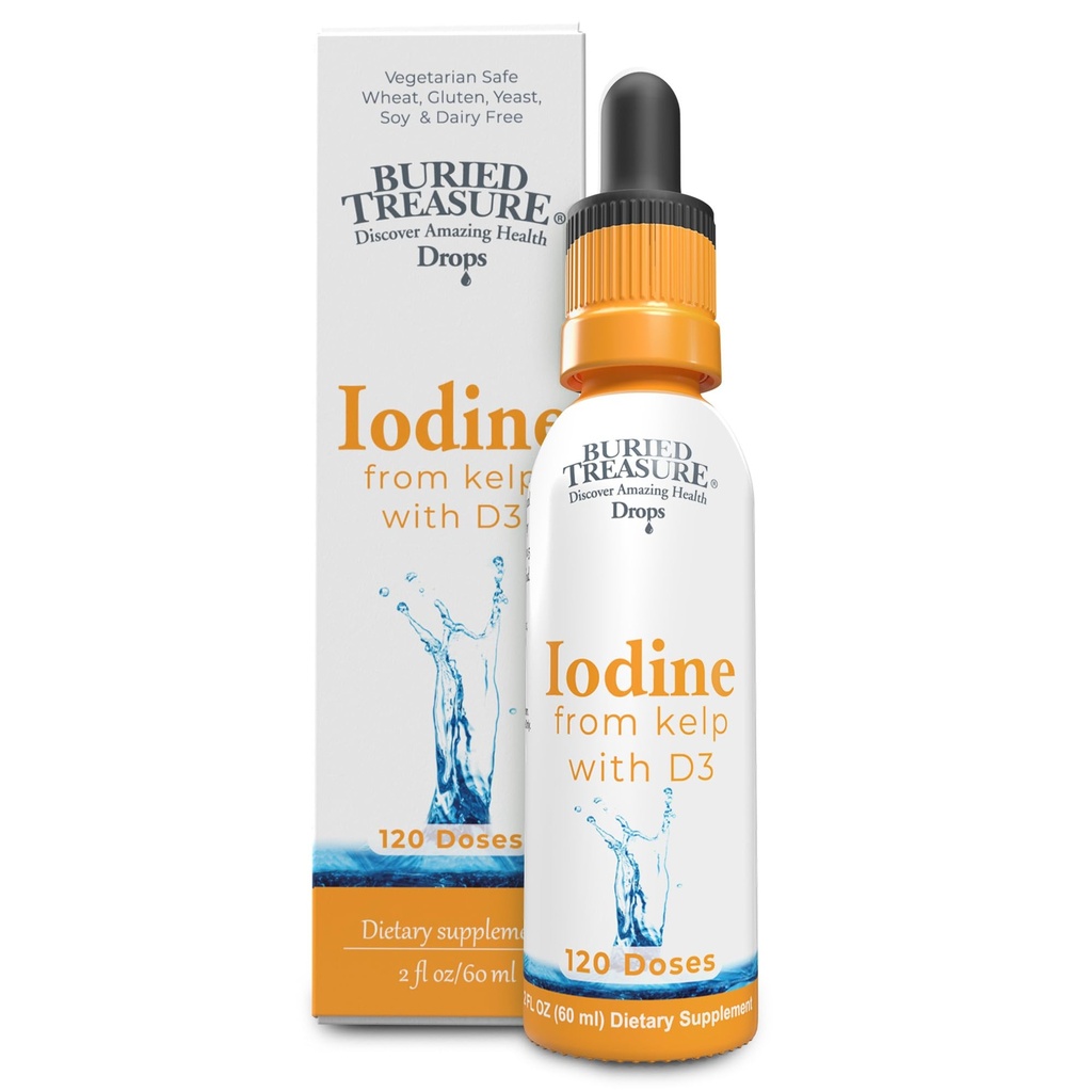 Begraven Treasure Jodium Drops from Kelp - 2% Liquid Drops,120 Servings, 2 fl oz, Natural Thyroid & Immune Support, Vegan & Non GMO