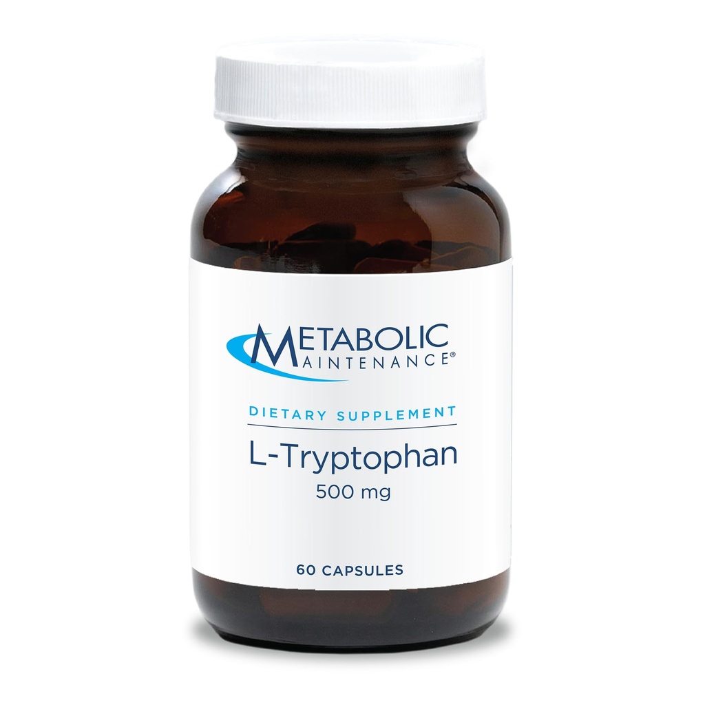 Metabole onderhoudsstof L-Tryptofaan - 500 mg Aminozuur in de 'vrije vorm' voor superior Absorptie + Vitamine B6 - Mood + Appetite Supplement, Vegan + No Fillers (60 capsules)
