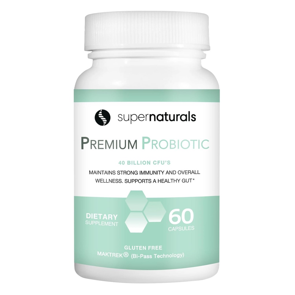 Premium Probiotica, 40 miljard CFU Probiotica voor de spijsvertering gezondheid, Gemaakt met MAKTrek Bipass Technologie, Vrouwen & Heren Probiotica voor Gut Health, 60 Probiotische Capsules