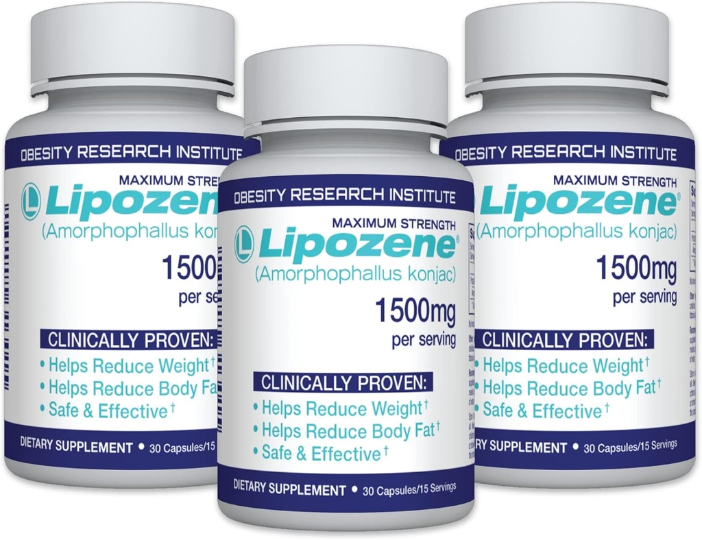 Lipozene Dieet Pillen - Gewichtsverlies Supplement - Onderdrukt Appetite- Drie flessen van 90 capsules in totaal