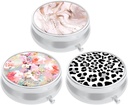 3 Pack Pill Box, Petite Pill Case pour Purse & Pocket, Mignon organisateur de médecine de voyage, Portable porte-conteneur de médicaments pour tenir les vitamines, médicaments, huile de poisson et supplément, fleurs roses Léopard