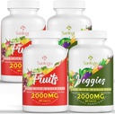 2000 MG Fruit en groenten Supplementen, natuurlijke balans Meer dan 35+ Fruit en groenten, 100% Whole Food Superfoods Fruit en groenten Supplement, Energiebalans, Suikervrij, Veganistisch, 240 tabletten