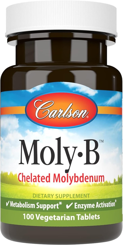 Carlson - Moly-B, chelated molybdeen, voedingsondersteuning, enzymactivering, 100 vegetarische tabletten