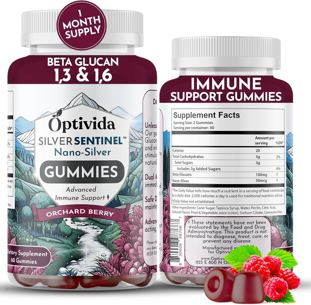 Optivida Nano Silver Immune Support Gummies (60 Tellen) 