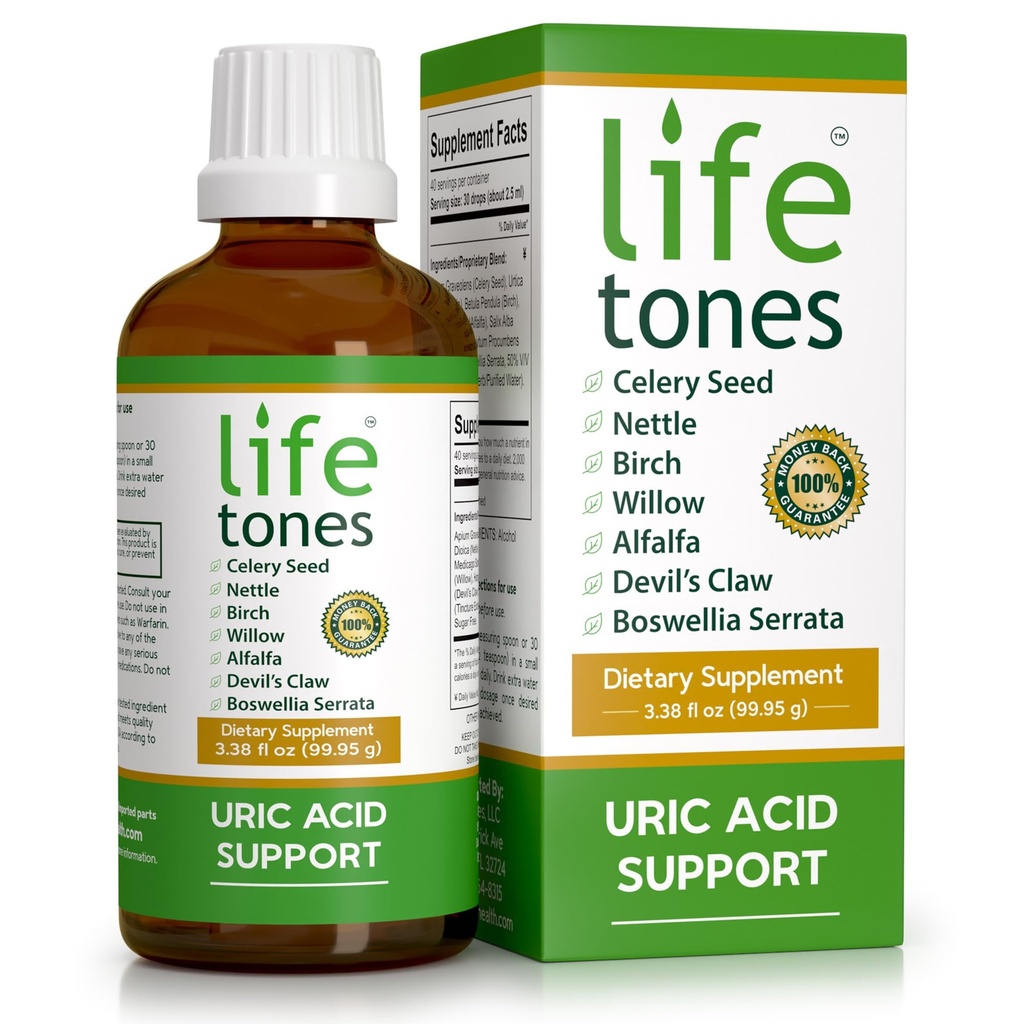 Lifetones Uric Acid Support - Hygiène articulaire pour les hommes et les femmes - Liquid Uric Acid Cleanse for High Absorption - Herbal Cleanse Detox for Joint Comfort - Boost Flexibility - 3,38 fl oz