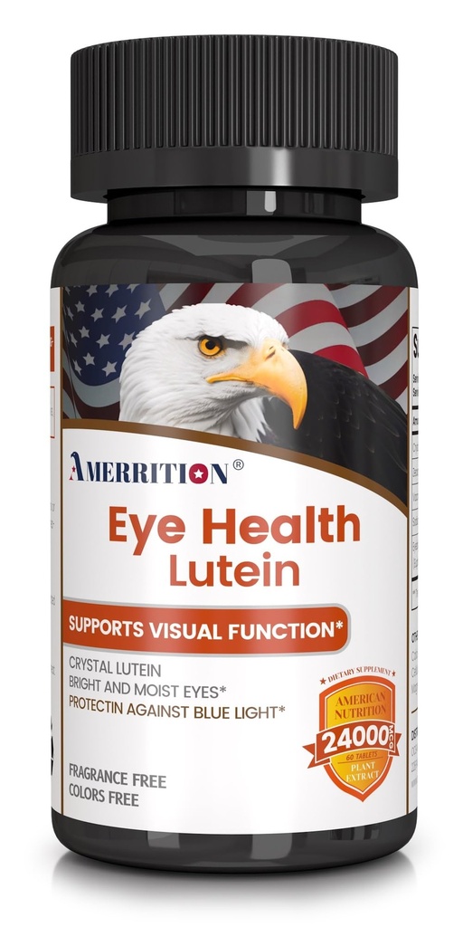Supplément avancé pour la santé des yeux de lutéine - Enhanced with Zeaxanthin, supporte la vision et la santé des yeux - Non-OGM et sans gluten - Comprimés de vitamines des yeux naturels - 60ct