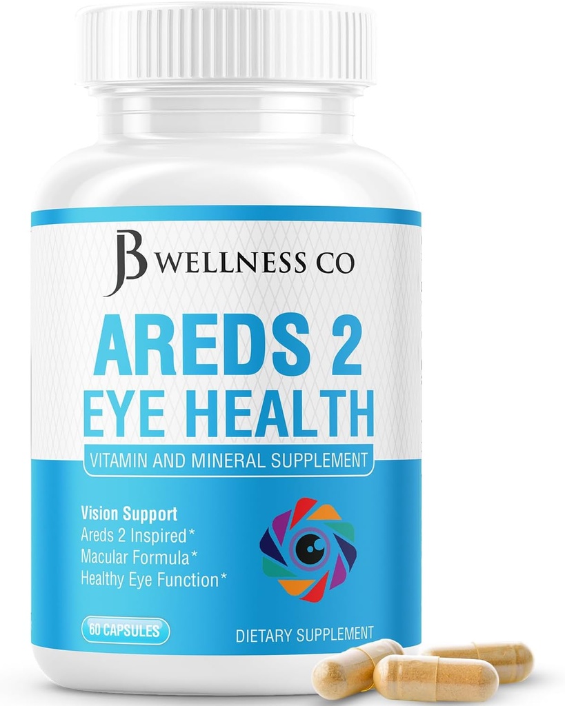 JB Wellness AREDS 2 Eye Vitamin & Mineral Supplement, Bevat Luteïne, Vitamine C, Zeaxanthine, Zink & vitamine Enhance Vision Supplement - 60 Tel.