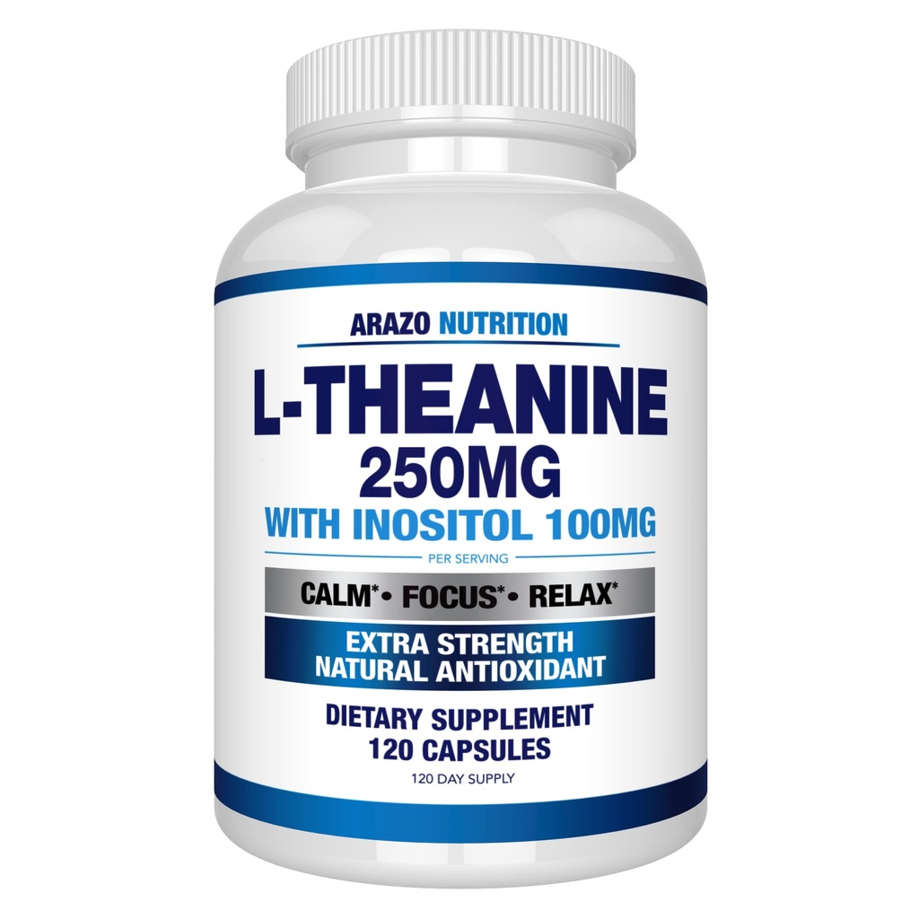 Arazo Nutrition L-Theanine 250mg (Extra sterkte) met Inositol 100mg, 120 Capsules Vegetarisch