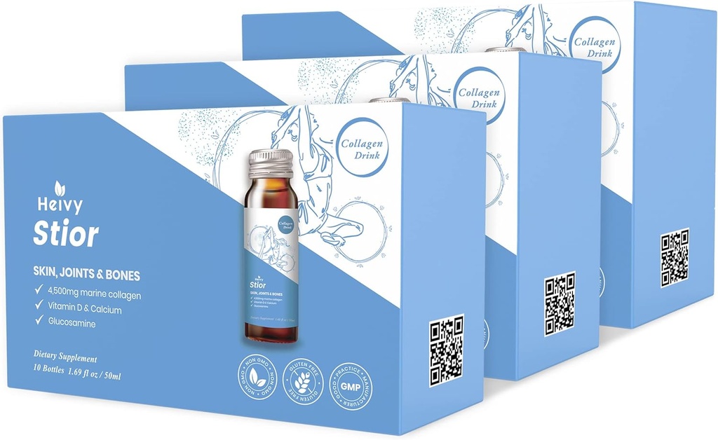 Colagène marin Heivy liquide, Collagène boisson, Collagène marin, Collagène liquide pour les femmes pour la croissance des cheveux, la réparation de la peau, l'humeur et le sommeil, 1,69 Fl Oz (paquet de 30), Collagène boisson pour les articulations et les seins