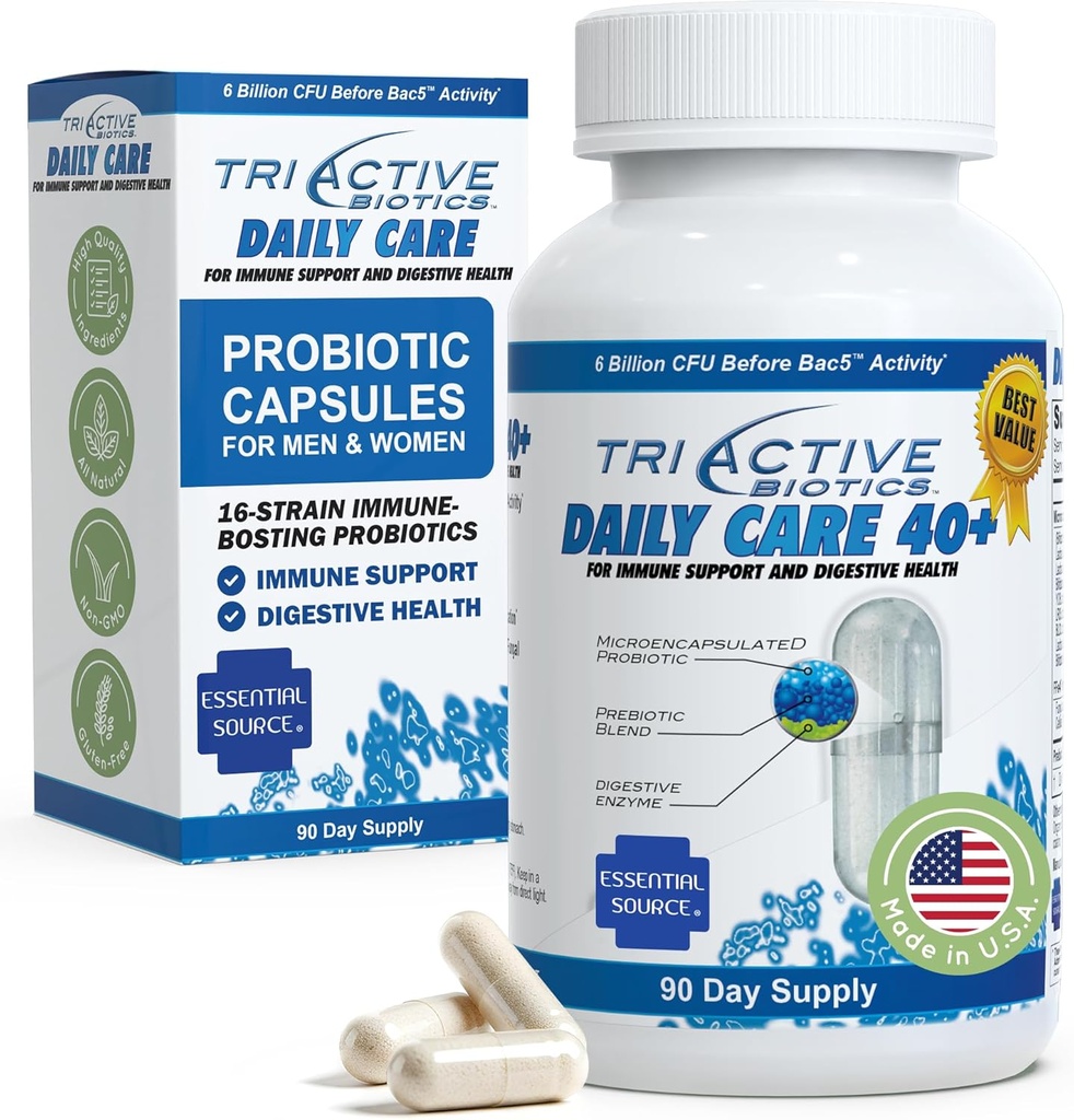 TriActive Biotics Daily Care - Probiotics for Women and Men, Prebiotic Blend with 6 Miljard CFU - Probiotica for Digestive Health - Support Gut Health, Immune Defense - 90 Capsules