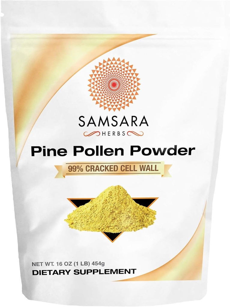 La poudre de pignon de pin de Samsara récoltée sauvage - 99% Cracked Cell Wall (16oz/454g) soutient l'énergie saine et la longévité