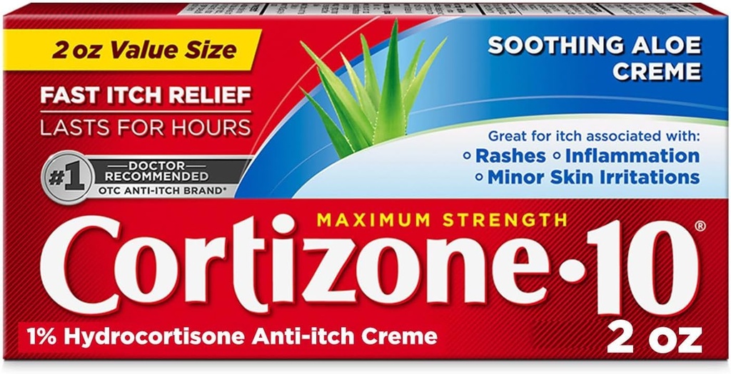 Cortizone 10 Maximale sterkte Anti-Itch Cream met verzachtende aloë, 1% Hydrocortison Creme, 2 oz. (Oude verpakking)