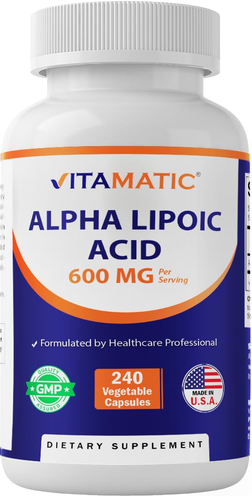 Vitamatic Alpha Lipoic Acid (ALA) 600 mg per portie - 240 plantaardige capsules - 120 porties - non-GMO & Glutenvrij