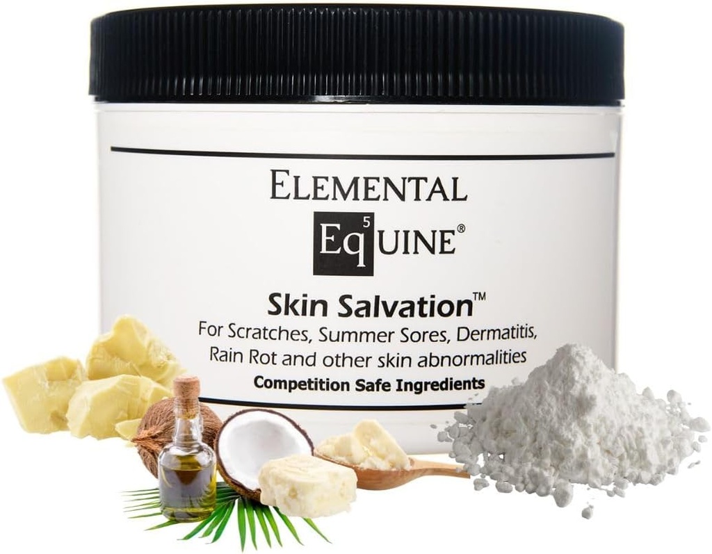 Salvation élémentaire de la peau équine 8oz pour les chevaux - Combats Scratches, Fièvre de mue, Douleurs d'été, Dermatite, Crud d'été, Cannon Bone Gunk et problèmes de peau similaires chez les chevaux