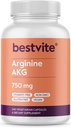 BESTVITE Arginine AKG 750mg (240 Vegetarische Capsules) - No Stearates - Vegan - Non GMO - Glutenvrij
