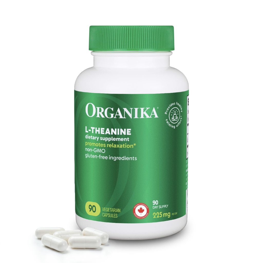 Organika L-Theanine Supplément 8 oz - 90 Capsules: 90 jours d'approvisionnement en L Biodisponible pour la relaxation, l'équilibre et le calme - Portions simples faciles à avaler