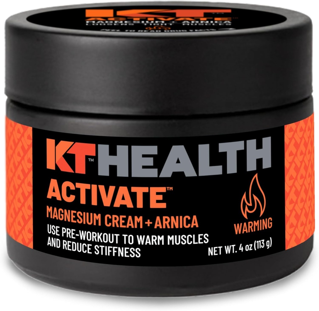 KT Health, Magnesium Cream, Activeer - Warmten & Loosens Strakke Spieren - Gebruik Pre-Workout om Stiffness te verminderen