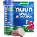 Tablettes électrolytes Nuun Sport avec magnésium, calcium, potassium, chlorure et sodium, sans gluten et végétalien, pastèque, 4 paquets (40 portions Total)