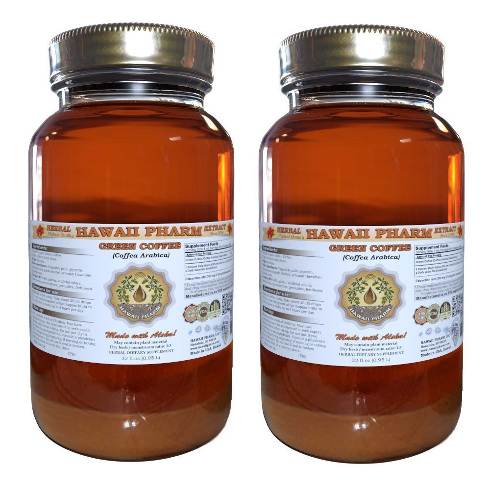 Extrait liquide de café vert, café vert (Coffea Arabica) Supplément de teinture en poudre de haricots 2x32 oz Non filtré