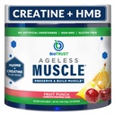 BioTrust Ageless Muscle Builder - Creatine HMB Powder with Vitamine D3 & Betaine - Build & Conserve Naturally Declining Muscle Mass & Strength - Fruit Punch, 30 Servings