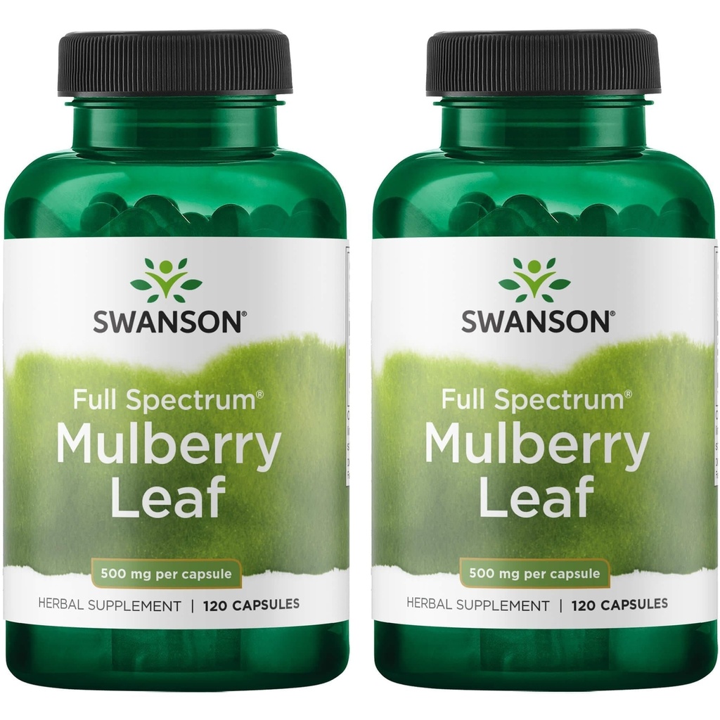 Swanson Full Spectrum Mulberry Leaf Herbal Supplement 500 mg 120 Capsules (2 Pack)