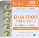 HAIM DHA 1000 Omega-3 Visolie - 90% zuiverheid met 1000mg DHA, 50mg DPA - High Potency Fish Oil Supplement for Brain, Eye & Heart Support - Promoot algemene Wellness & Focus - 1 Box, 60 Softgels