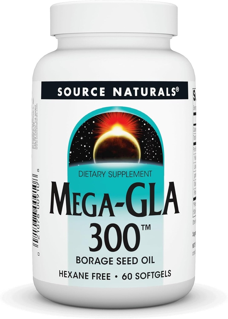 Bron Naturals Mega-GLA 300 - Borage Seed Oil Dat is Hexane-Free - 60 Softgels