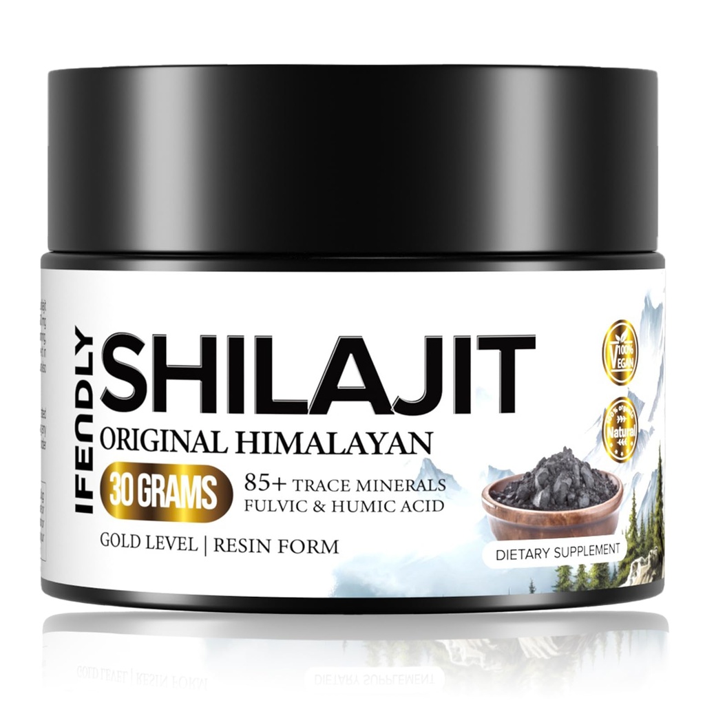 Shilajit Resin, Shilajit voor mannen en vrouwen, Shilajit Pure Himalaya Organic - 600mg Potency Gold Grade, met 85+ Trace Minerals, Fulvic & Humic Acid, voor uithoudingsvermogen, immuniteit & sterkte, 50 porties (30g)