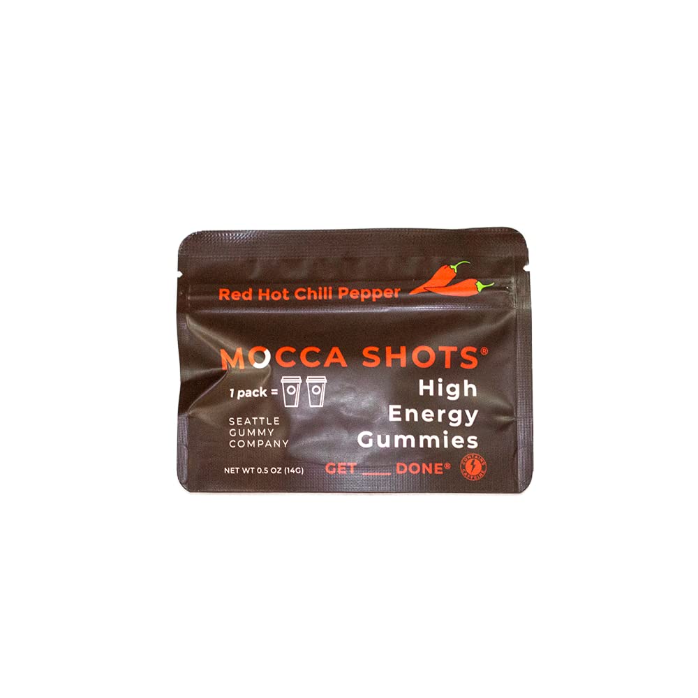 Caféine Energy Chews 12-Pack, 200mg de caféine par paquet! Boost caféine, café énergie Gummy, végétalien, sans gluten – Mocca shots rouge chaud Chili poivre chocolat