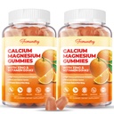 Calcium Magnésium Zinc Gommies avec vitamine D3 & K2 - Haute absorption Magnésium Glycinate 400mg - Supplément sans sucre Calcium - Support Nerve Muscle Mood & Immunity - pour adultes Hommes Femmes Enfants