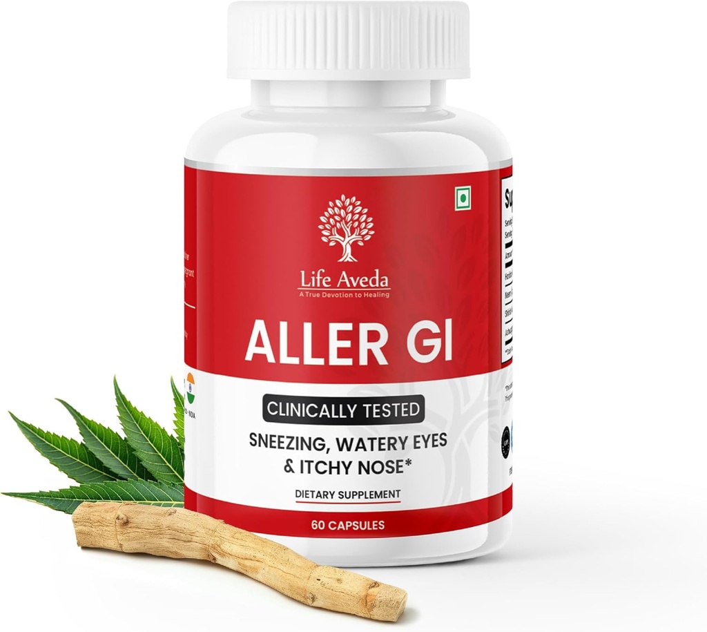 Life Aveda Aller Gi - Complete Allergie Relief Medicine (500mg) for Runny Nose, Sneezing, Itchy, Watery Eyes 