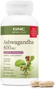 GNC Herbal Plus Ashwagandha 600mg supplement, klinische kracht, vegetarisch, stress relief support, 30 porties